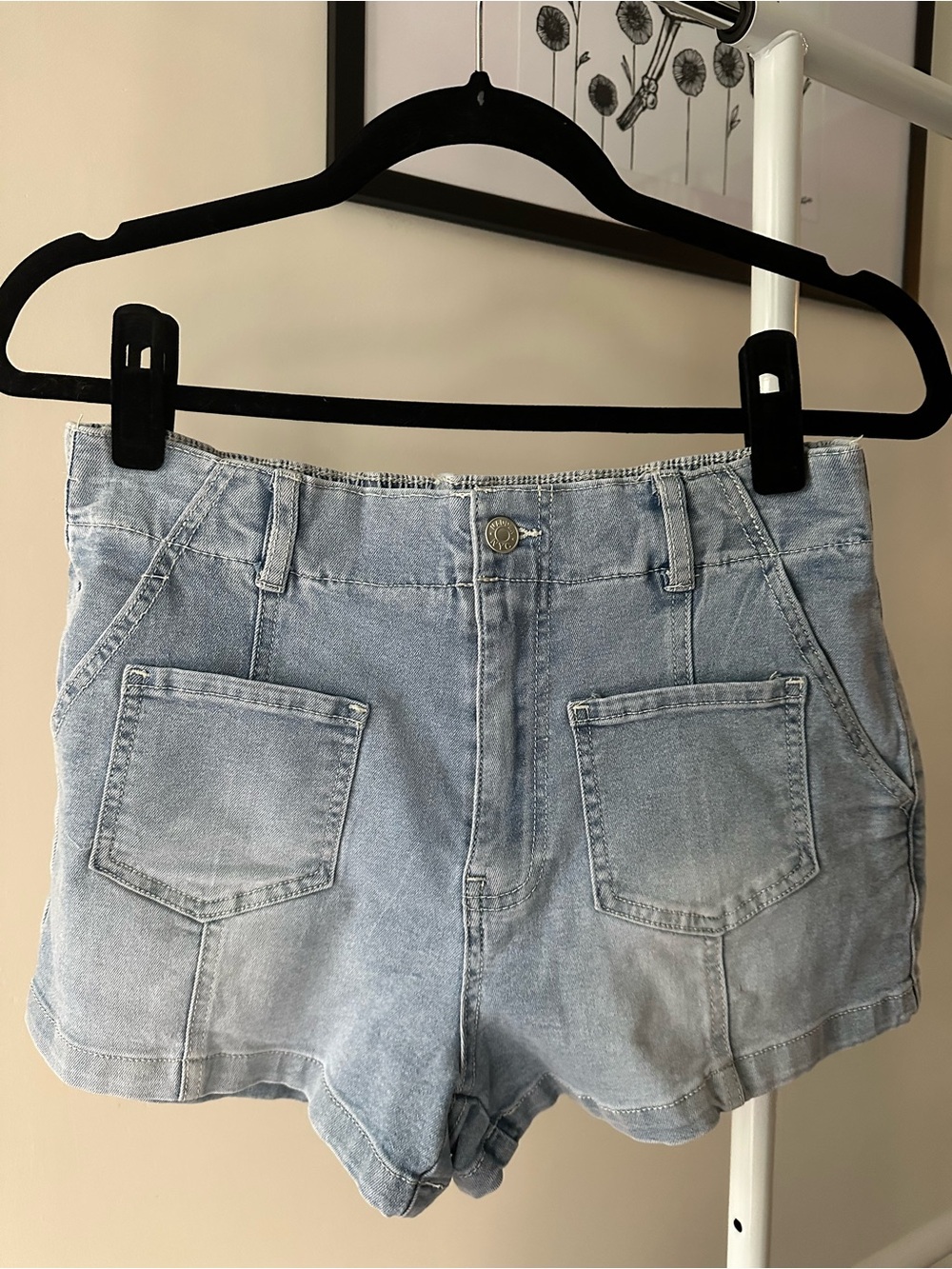Madden NYC light blue denim shorts with elastic waistband